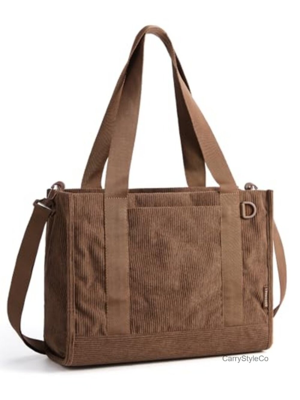 Corduroy Tote Bag for Women Small Laptop Teacher Handbag Zipper